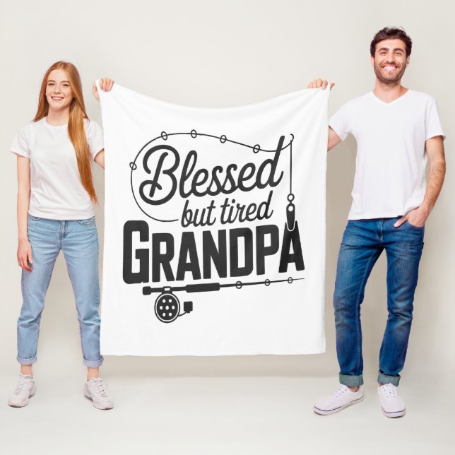 Blessed But Tired Grandpa Fleece Blanket (På plats)