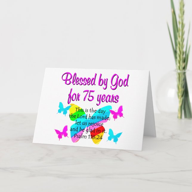 BLESSED BUTTERFLY 75:E BIRTHDAY DESIGN KORT (Framsida)