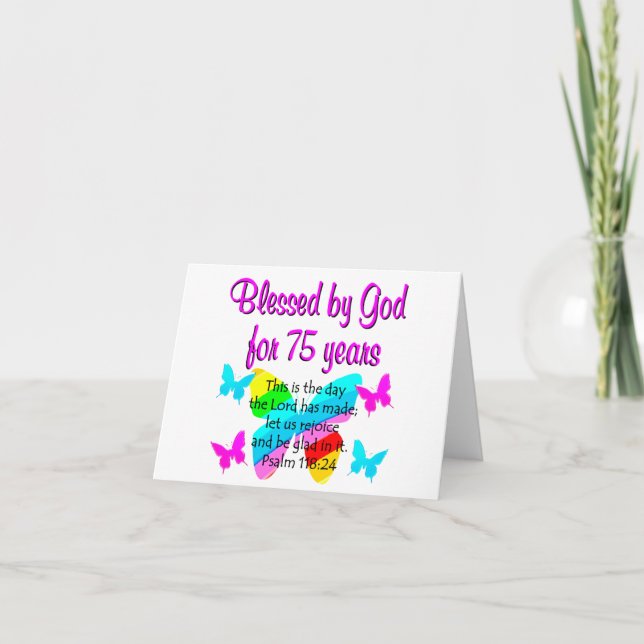 BLESSED BUTTERFLY 75:E BIRTHDAY DESIGN KORT (Framsida)