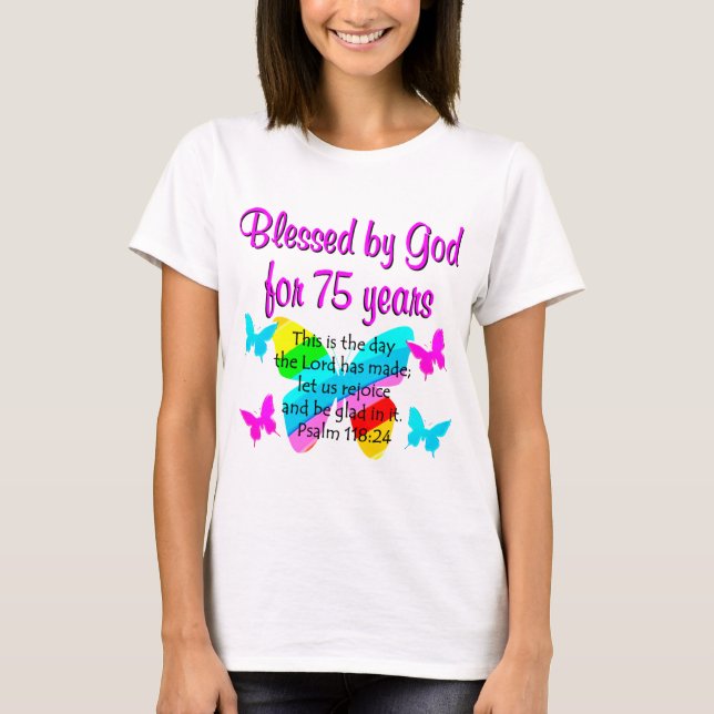 BLESSED BUTTERFLY 75:E BIRTHDAY DESIGN TEE (Framsida)