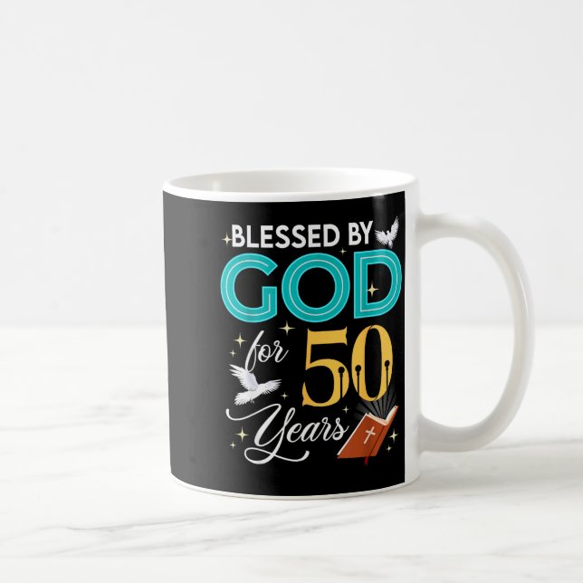 Blessed By God For 50 Years Old 50 Birthday 50th B Kaffemugg (Höger)