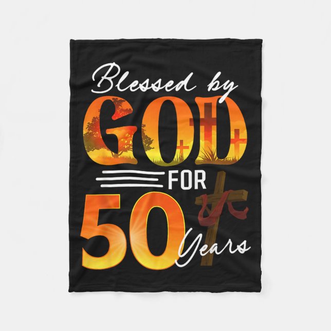 Blessed By God For 50 Years Old Gift 50th Birthday Fleecefilt (Framsidan)