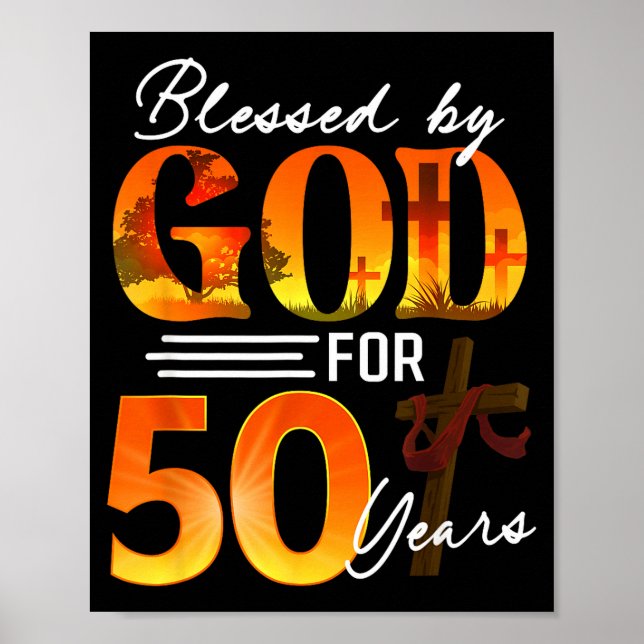Blessed By God For 50 Years Old Gift 50th Birthday Poster (Framsidan)
