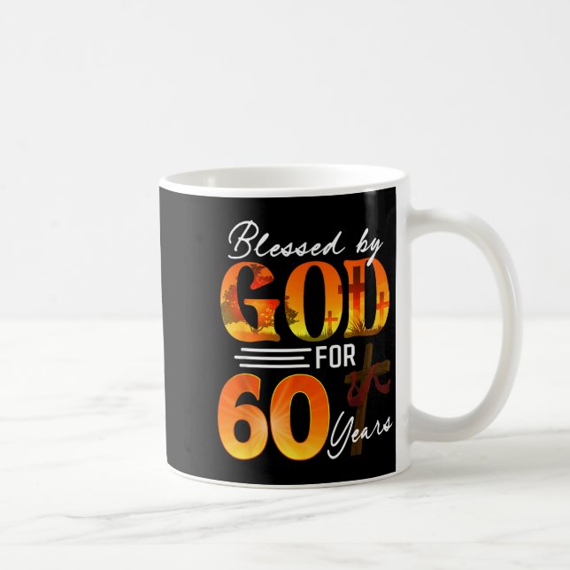 Blessed By God For 60 Years Old Gift 60th Birthday Kaffemugg (Höger)