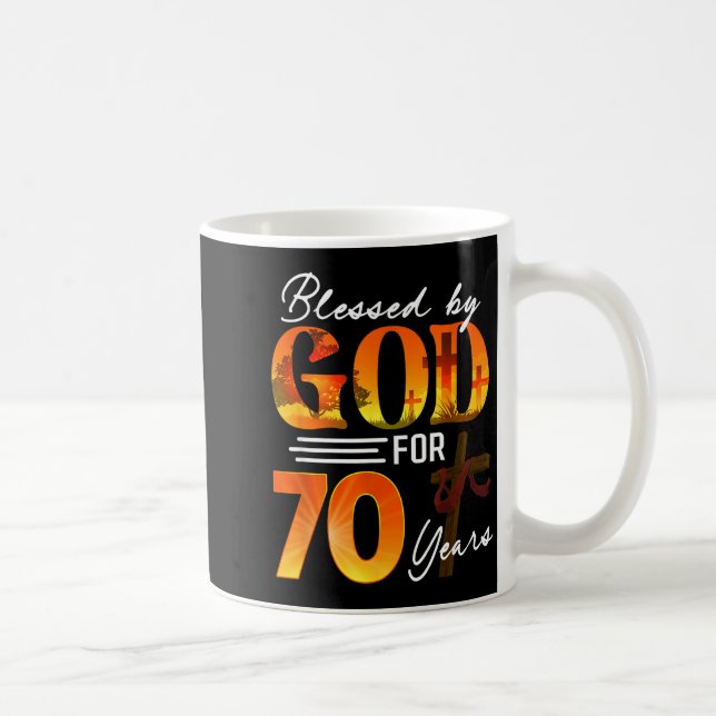 Blessed By God For 70 Years Old Gift 70th Birthday Kaffemugg (Höger)