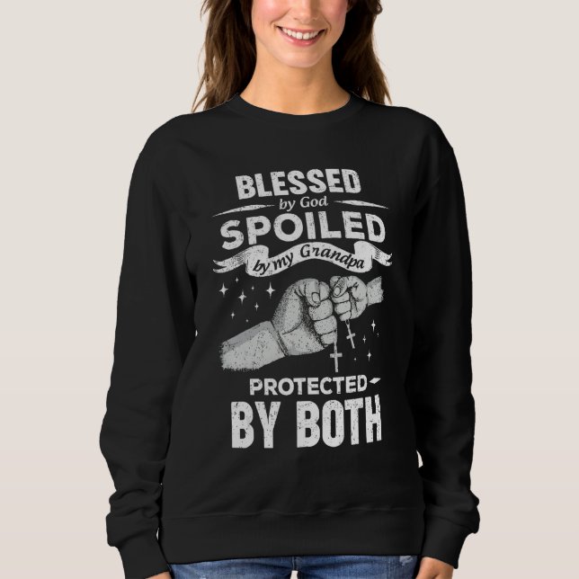 Blessed By God Spoiled By My Grandpa Protected By  T Shirt (Framsida)