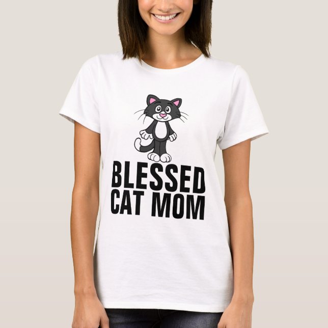 BLESSED CAT MAMMA T-shirts (Framsida)