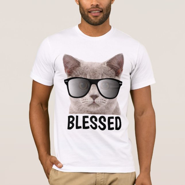 BLESSED, Christian Cat Lover T-Shirts (Framsida)