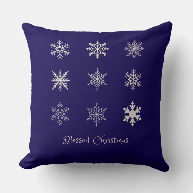 Blessed Christmas Snowflake Pattern Kudde (Framsida)