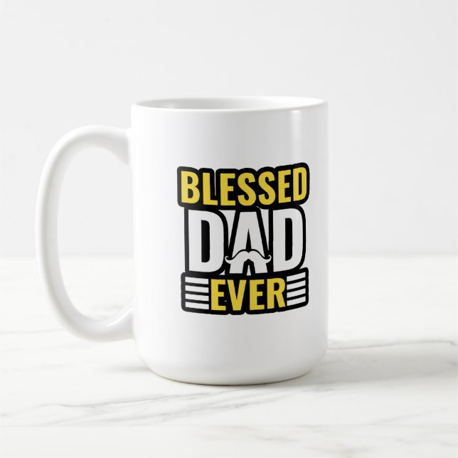 Blessed Dad Ever, Christian Quotes, gifts. Kaffemugg (Vänster)