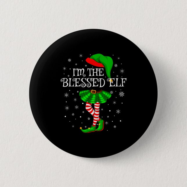 Blessed Elf Christmas Matching Family Women Girls  Knapp (Framsida)