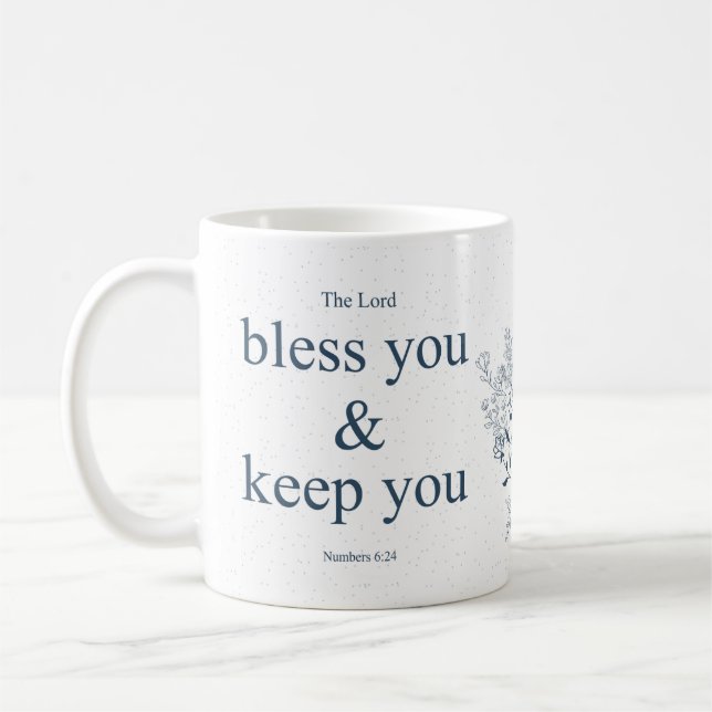 Blessed Floral Christian Wall Art Kaffemugg (Vänster)