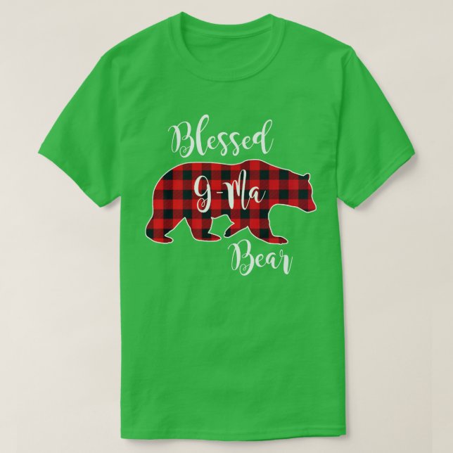 Blessed G-Ma Bear Red Buffalo Check Plaid Fun Gran T Shirt (Design framsida)