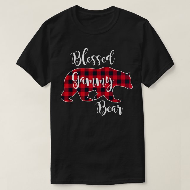 Blessed Gammy Bear Red Buffalo Check Plaid Fun Gra T Shirt (Design framsida)