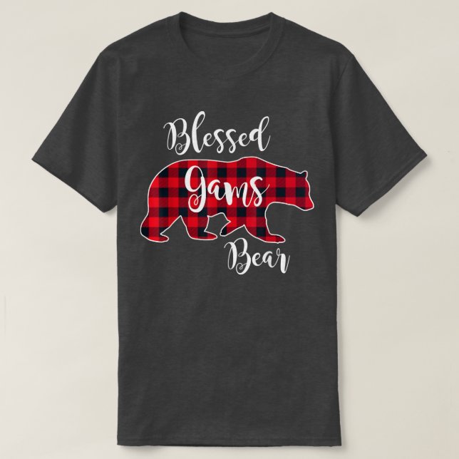 Blessed Gams Bear Red Buffalo Check Plaid Fun Gran T Shirt (Design framsida)