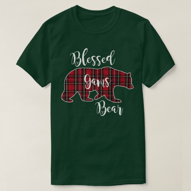 Blessed Gams Bear Red Tartan Plaid Grandma Gift Pr T Shirt (Design framsida)