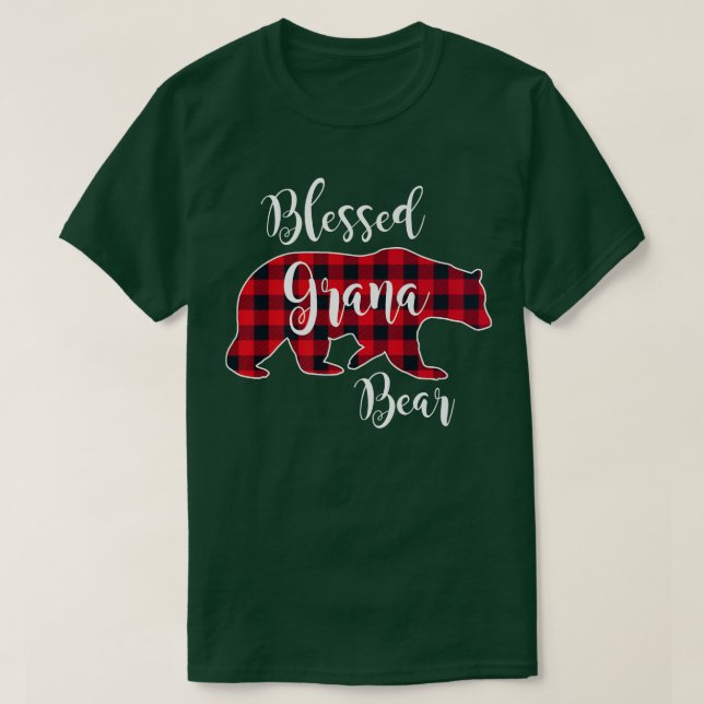 Blessed Grana Bear Red Buffalo Check Plaid Fun Gra T Shirt (Design framsida)