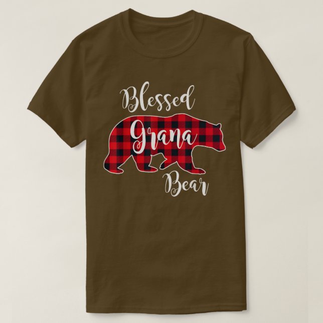 Blessed Grana Bear Red Buffalo Check Plaid Fun Gra T Shirt (Design framsida)