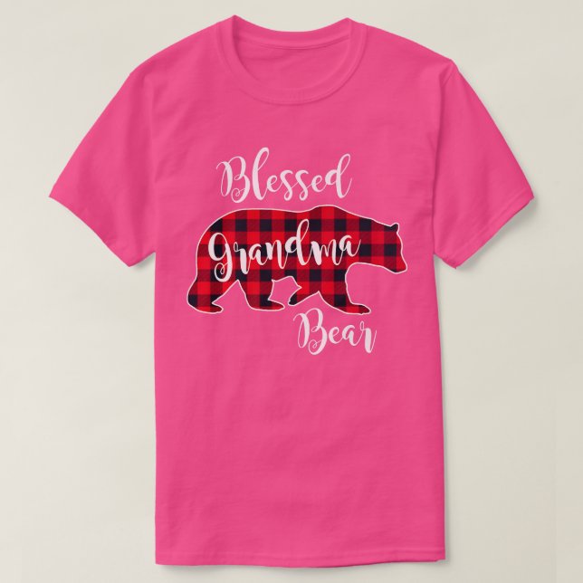 Blessed Grandma Bear Red Buffalo Check Plaid Grand T Shirt (Design framsida)