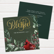 BLESSED Guld | Winter Red Cardinal Bird Gräs Träd