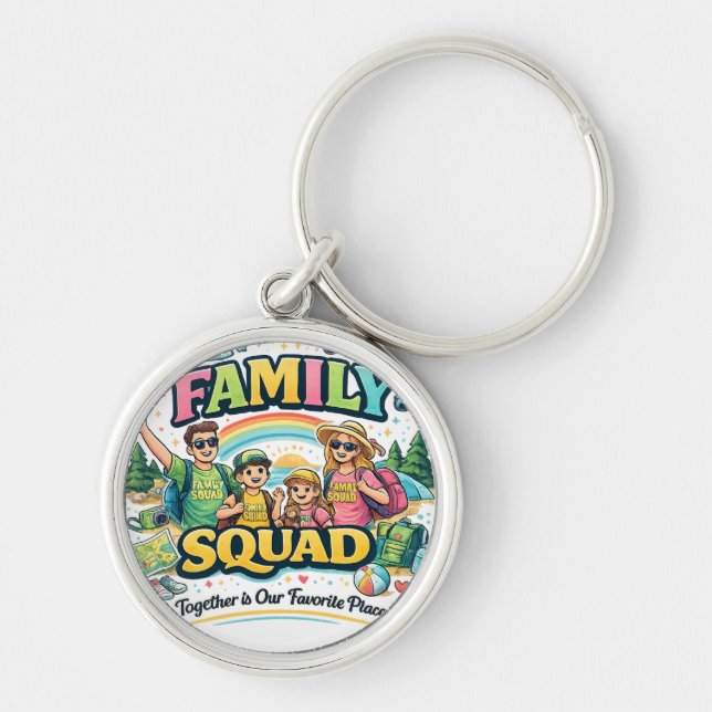 Blessed, Happy & Lucky Together Rund Silverfärgad Nyckelring (Framsidan)