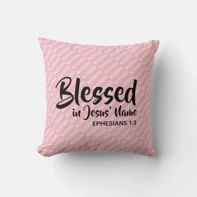 BLESSED I JESUS NAMN Christian Scripture Rosa Kudde (Framsida)