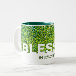 BLESSED I Jesus Namn | SNYGGT GRÖNT GLITTER Två-Tonad Mugg