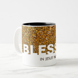 BLESSED I Jesus Namn | SNYGGT GULD GLITTER Två-Tonad Mugg