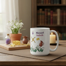 Blessed Imbolc Mug Pagan Seasonal Design  Kaffemugg