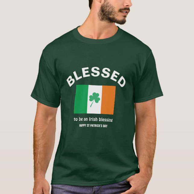 BLESSED Irish Flagga St patricks day T Shirt (Framsida)