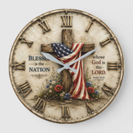 Blessed Is the Nation American Christian Patriotic Stor Klocka