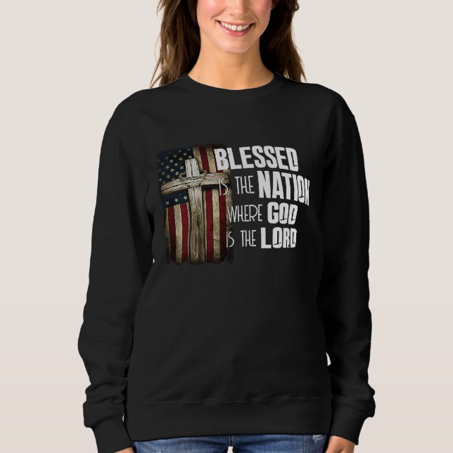 Blessed Is The Nation Whose God Is Lord Christian T Shirt (Framsida)