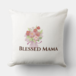 Blessed Mama Decorative Floral Throw Pillow Kudde