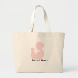 Blessed Mama Floral Minimalist Tote Bag Jumbo Tygkasse