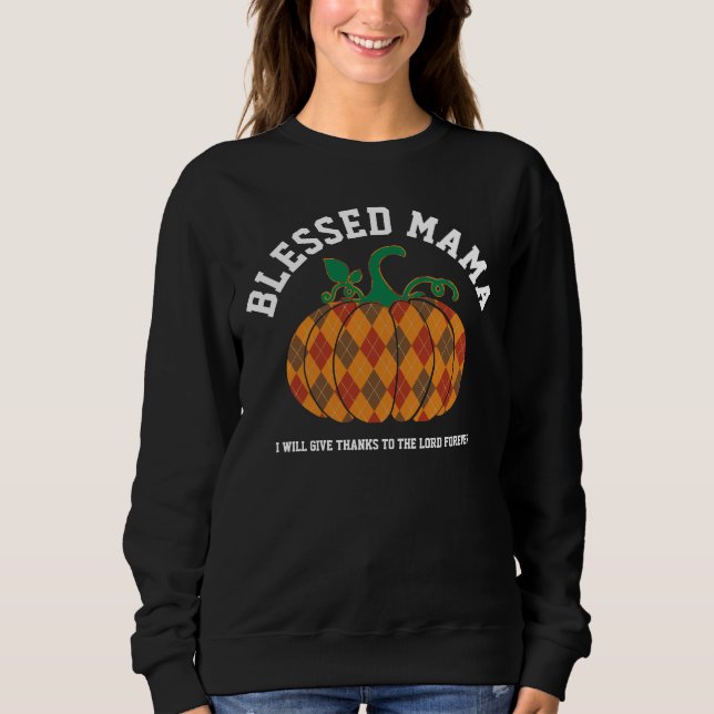 BLESSED MAMMA Play Pumpkin Thanksgiving Fall T Shirt (Framsida)