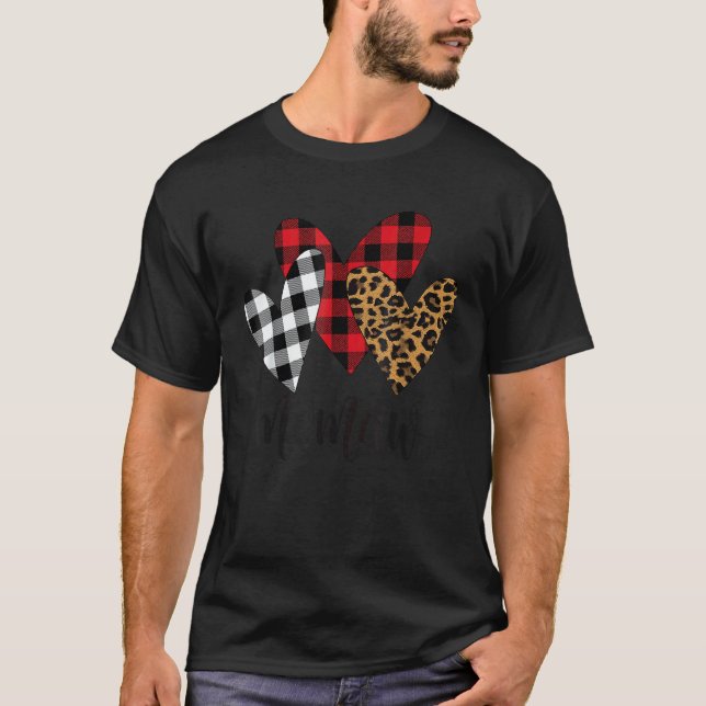Blessed memaw leopard Buffalo Plaid memaw   T Shirt (Framsida)