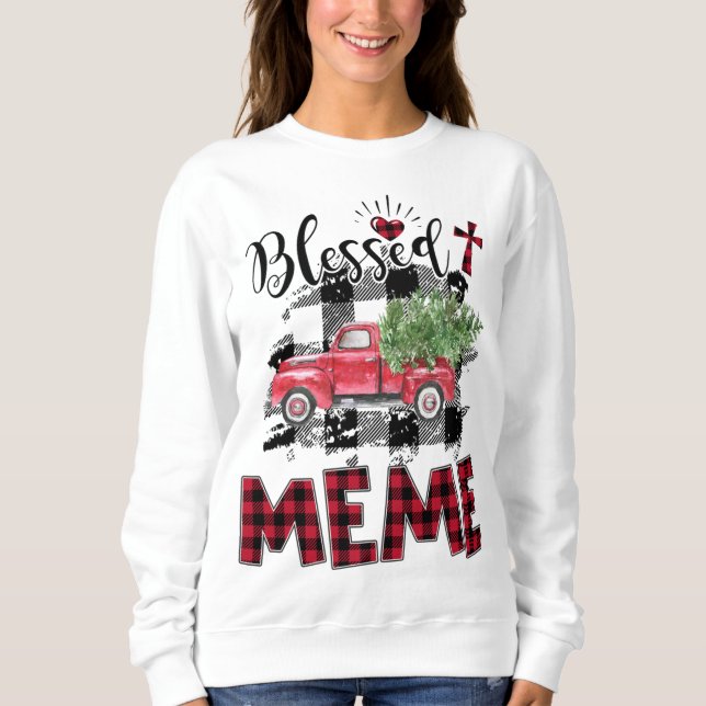 Blessed Meme Red plaid Christmas T Shirt (Framsida)