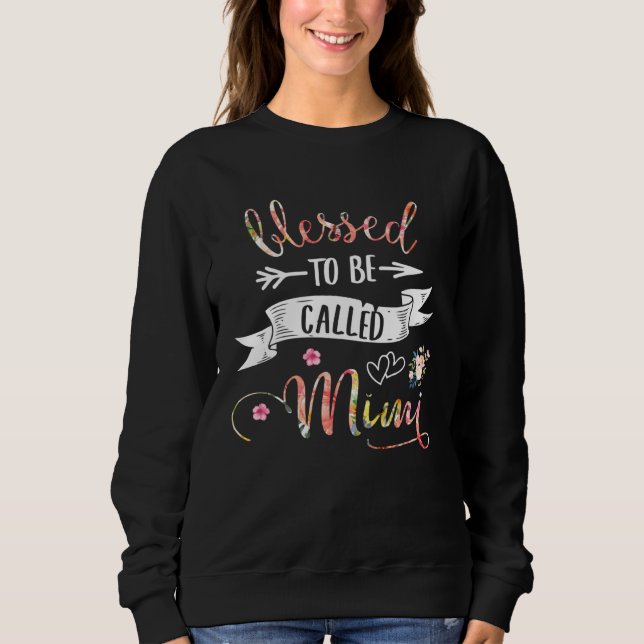 Blessed Mimi Floral decoration Grandma T Shirt (Framsida)