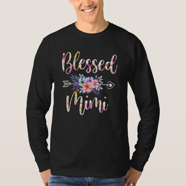 Blessed Mimi Mothers Day Floral T Shirt (Framsida)