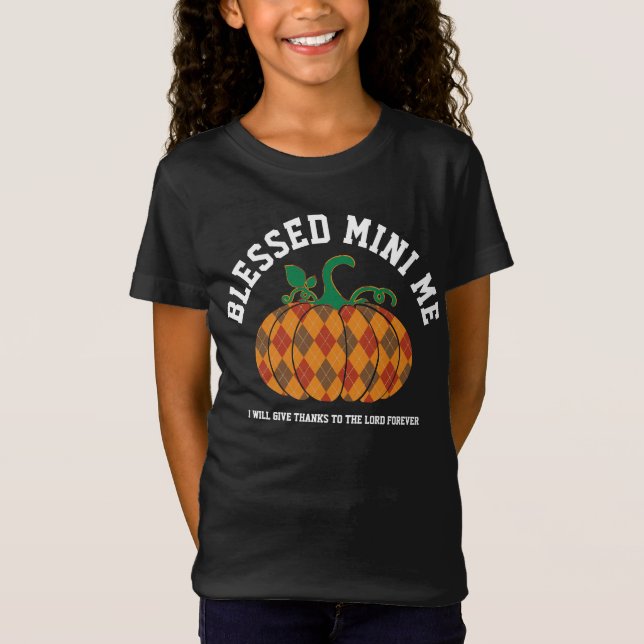 BLESSED MINI Thanksgiving Pumpkin Fall T Shirt (Framsida)