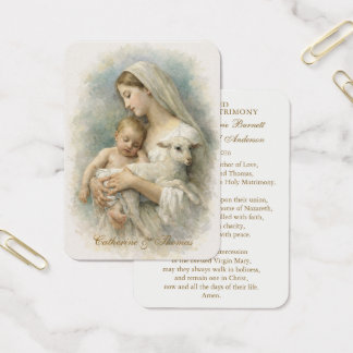 Blessed Mother Child Lamb Catholic Wedding Prayer Visitkort