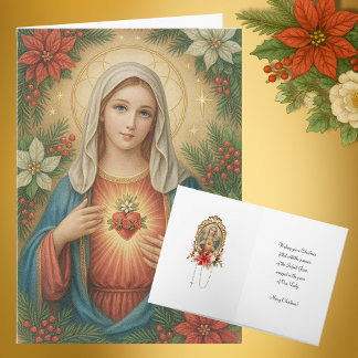 Blessed Mother Mary Catholic Christmas Religious Helgkort