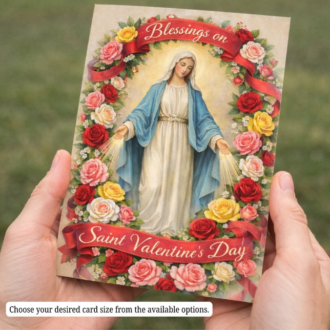 Blessed Mother Mary Valentines Prayer Roses Visitkort (Skapare uppladdad)