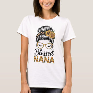 Blessed Nana Messy Bun Sunglasses Sunflowers Grand T Shirt