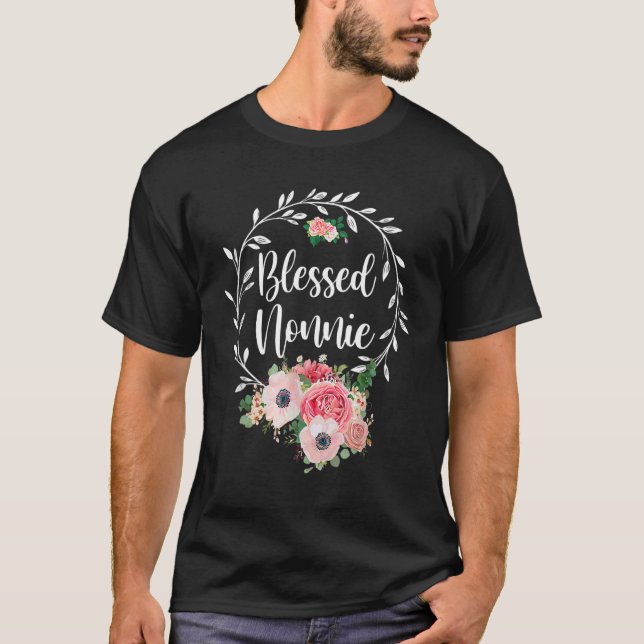 Blessed Nonnie  Flower Decor T Shirt (Framsida)