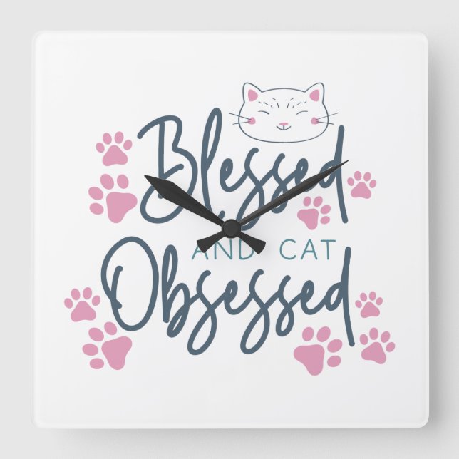 BLESSED- OCH KATTEPÅSKYDD FYRKANTIG KLOCKA (Framsida)