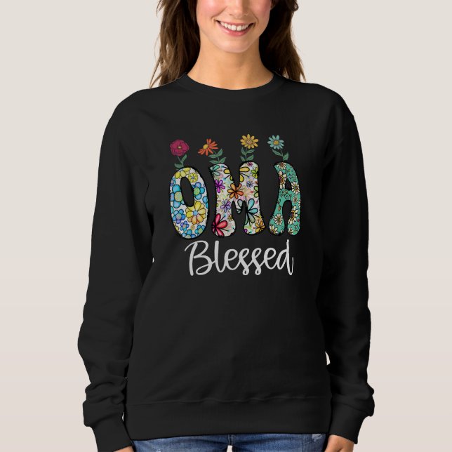 Blessed OMA Grandma Flowers Sunflower Mother s Day T Shirt (Framsida)