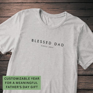 Blessed Pappa Fars Dag Anpassat År Modern Minimal T Shirt