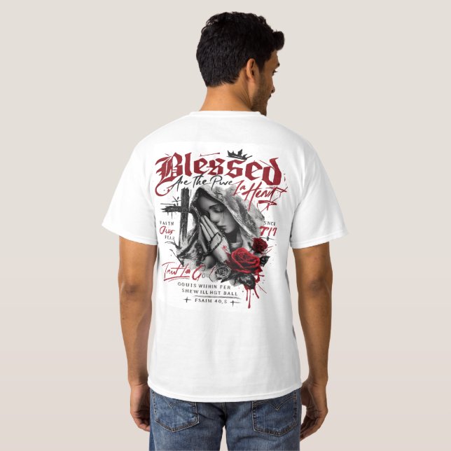 Blessed Pray For Me Christian Faith Graphic  T Shirt (Hel baksida)