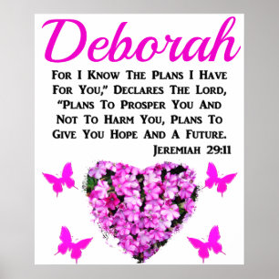 BLESSED ROSA BLOMMIGT JEREMIAH 29:11 PERSONLIG POSTER